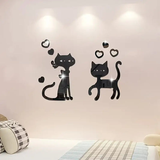 Cat shape acrylic wall mirror