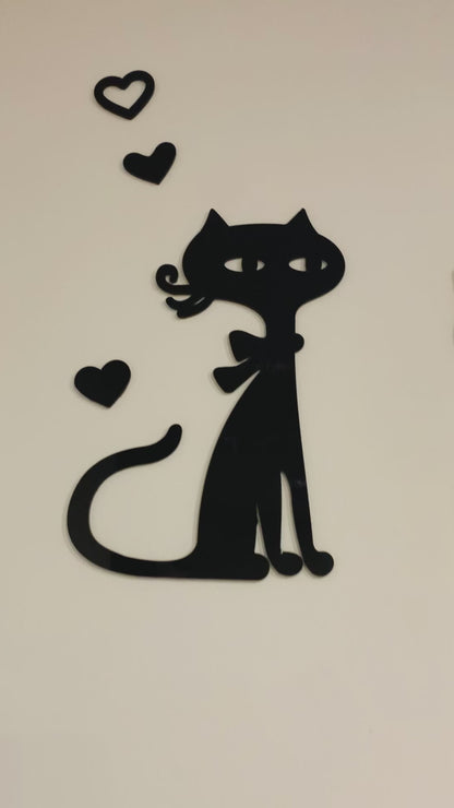 Cat shape acrylic wall mirror